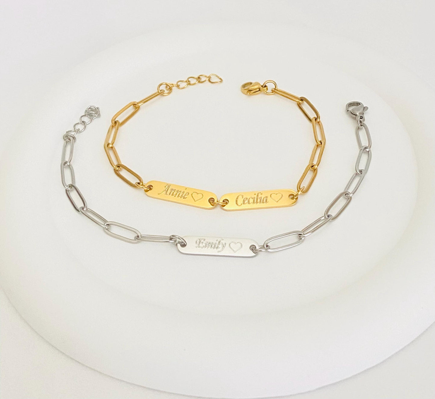 Personalized Mini Bar Bracelet • Custom Engraved Bracelet in Stainless Steel or Gold