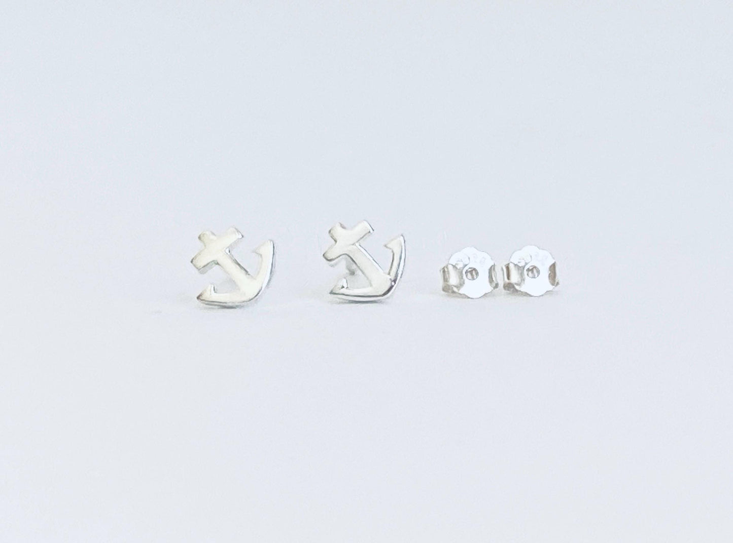 Sterling Silver Anchor Stud Earrings • Nautical Anchor Stud Earrings