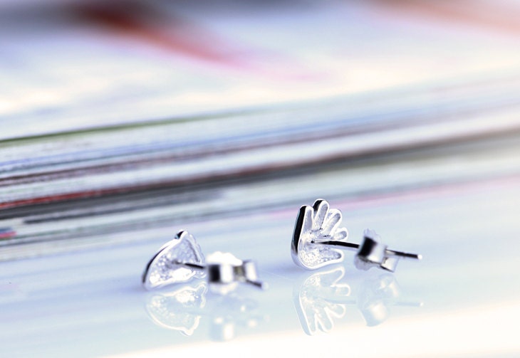 Sterling Silver Baby Handprint & Footprint Stud Earrings • Tiny Baby Feet Earrings Gift for Mom