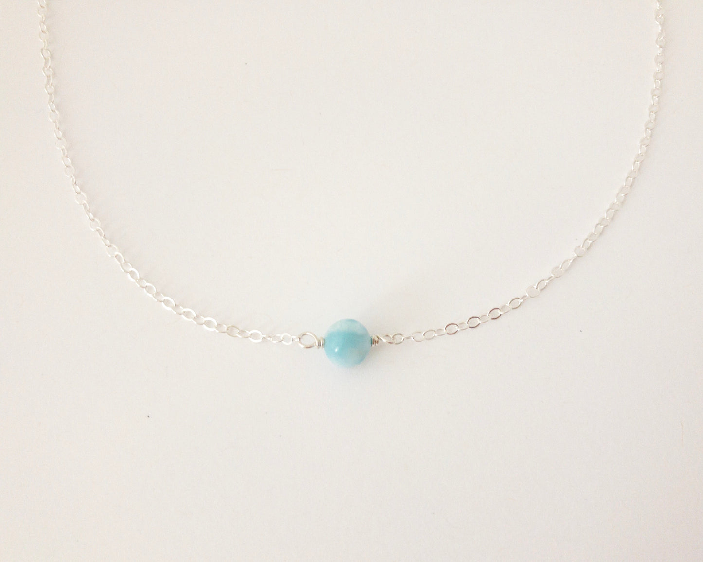 Blue Larimar Necklace in Sterling Silver or Gold Filled