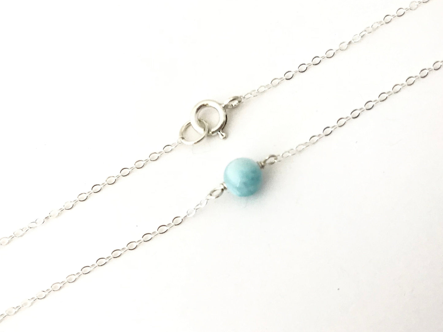 Blue Larimar Necklace in Sterling Silver or Gold Filled