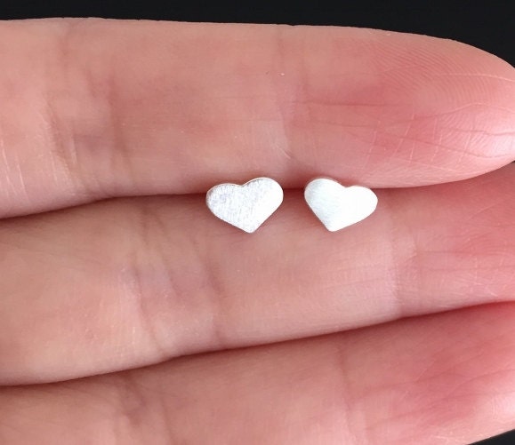 Sterling Silver Tiny Heart Stud Earrings • 925 Dainty Heart Studs