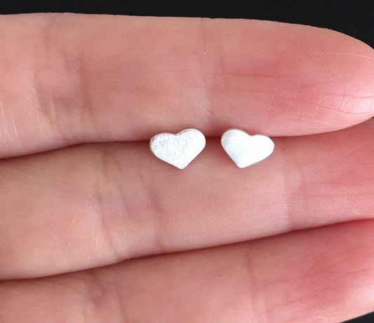 Sterling Silver Tiny Heart Stud Earrings • 925 Dainty Heart Studs