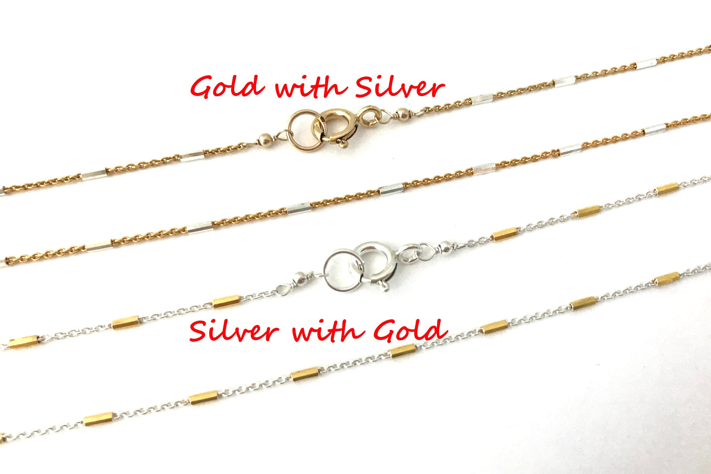Delicate Two Tone Silver Necklace • Dainty Mixed Metal Necklace