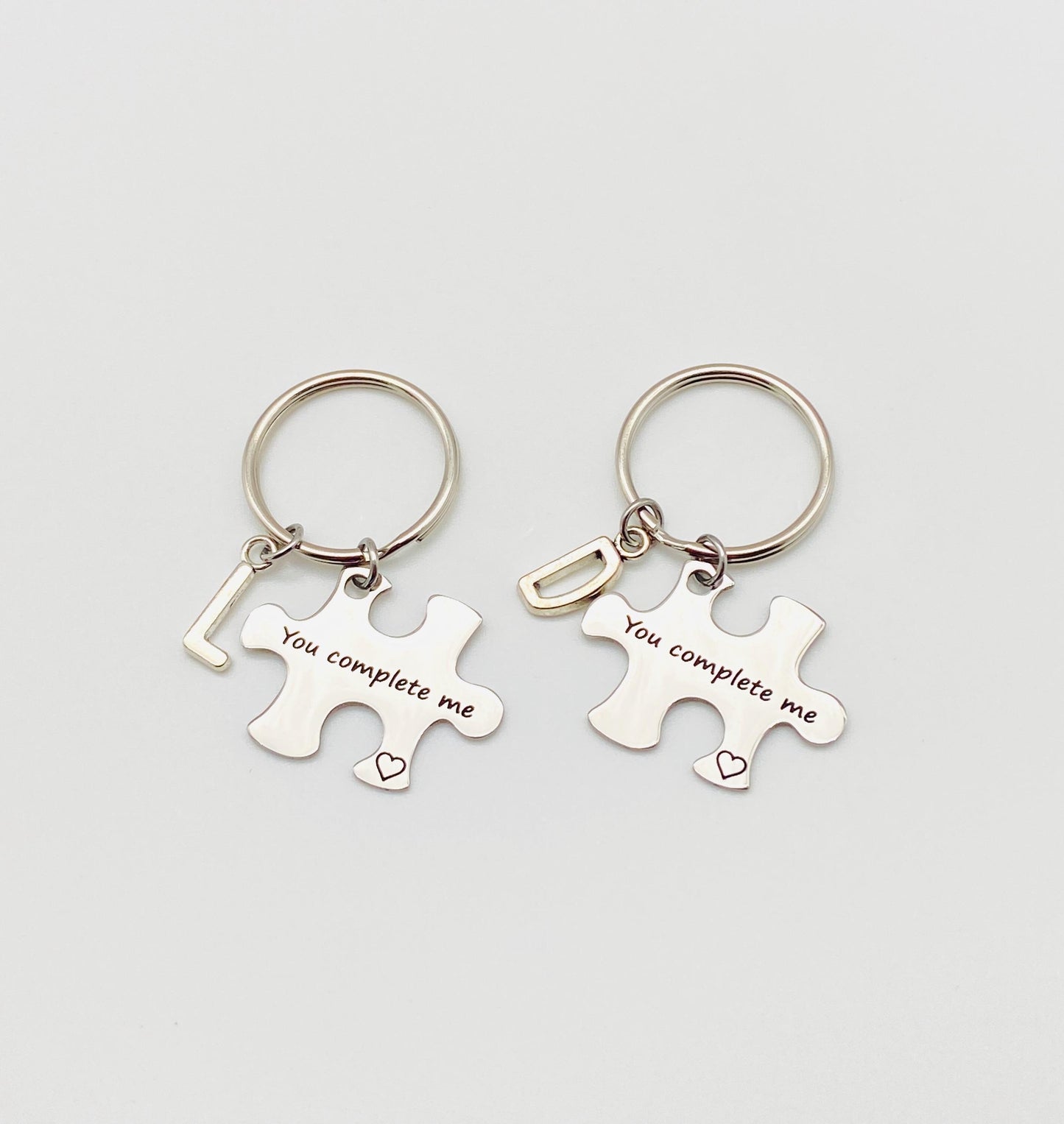 Personalized “You Complete Me” Puzzle Key Chain with Initial • Romantic Puzzle Piece Keychain Gift