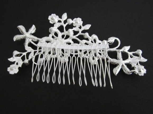Rhinestone and Glass Pearl Floral Hair Comb • Bridal Wedding Hair Accessory for Bride & Bridesmaids