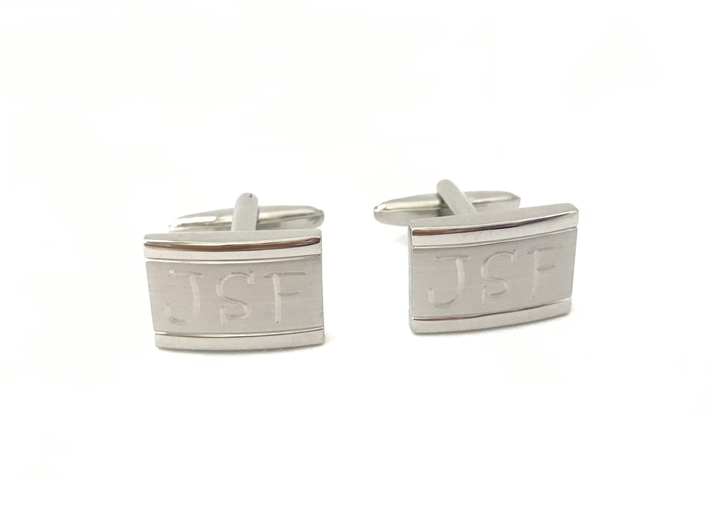 Personalized Rectangle Cufflinks • Custom Engraved Men’s Cufflinks for Groom, Groomsmen & Wedding Gift