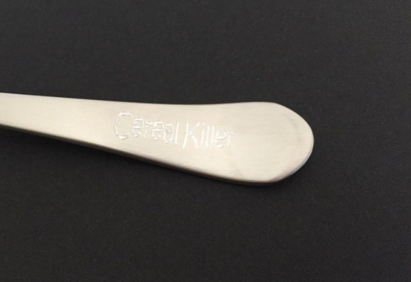 Personalized Stainless Steel Matte Flatware Gift Set • Custom Engraved Knife, fork and spoon
