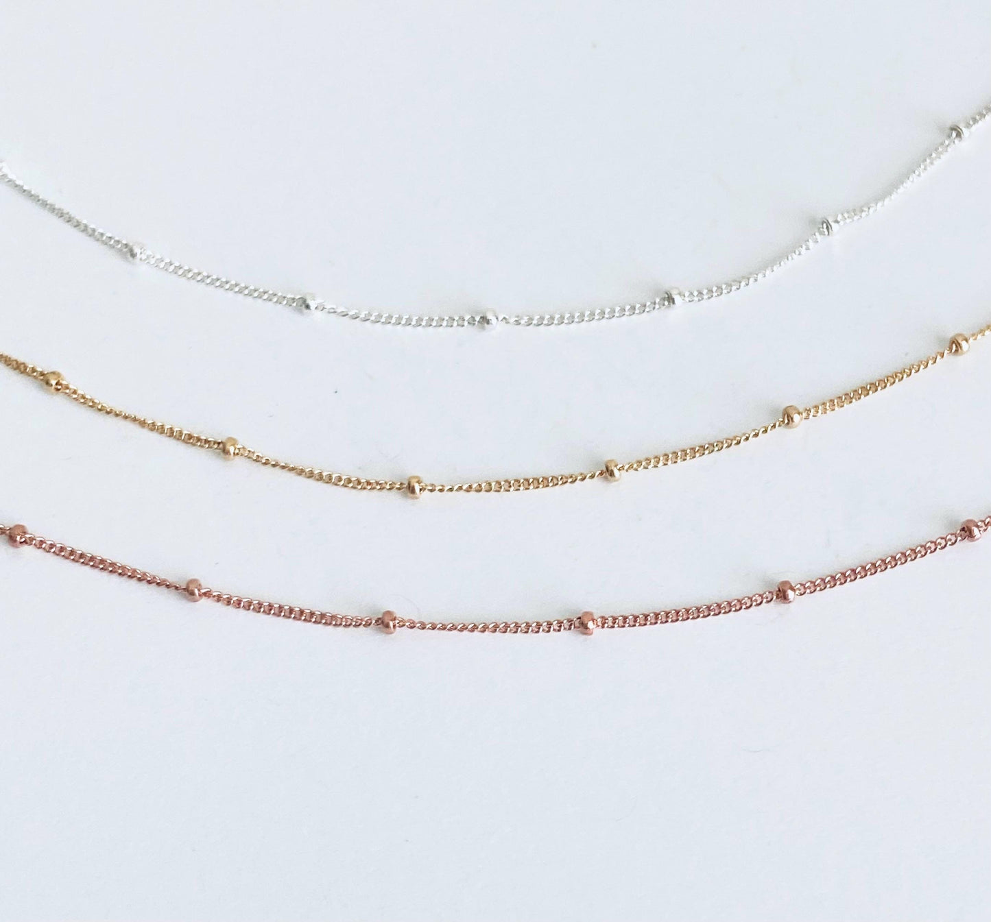 Satellite Chain Necklace • Sterling Silver, Gold Filled or Rose Gold Filled