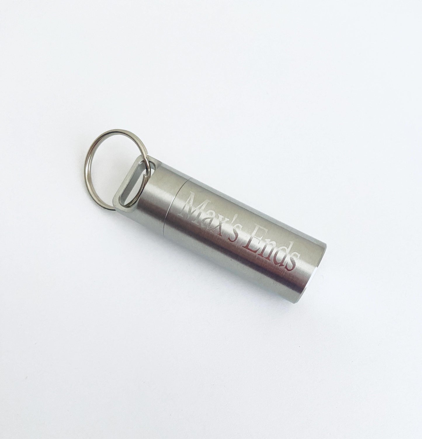 Personalized Stainless Steel Large Pill Holder Key Chain • Custom Engraved Waterproof Medicine Capsule