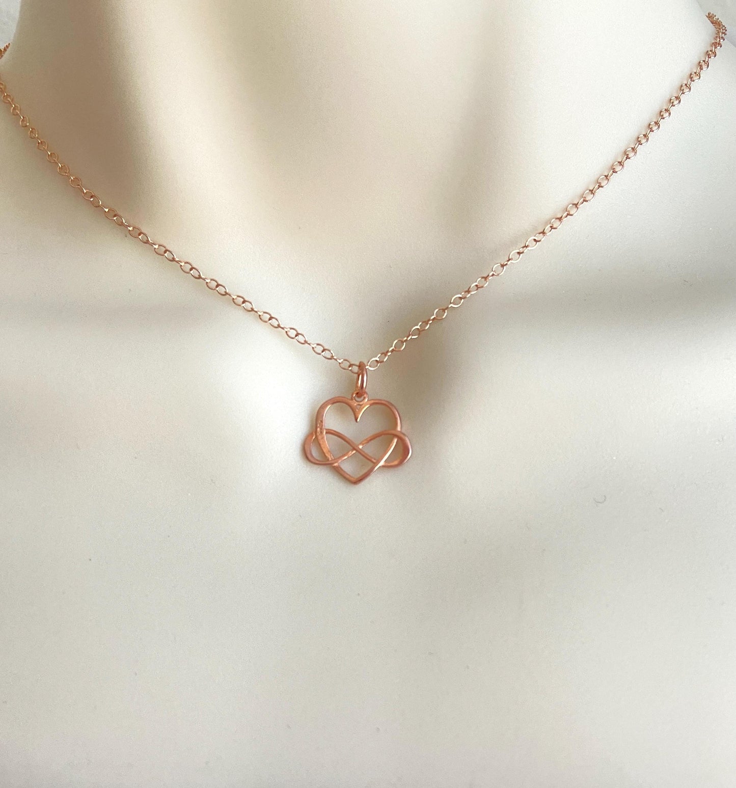 Infinity Heart Necklace • Sterling Silver, Gold or Rose Gold Infinity Love Necklace