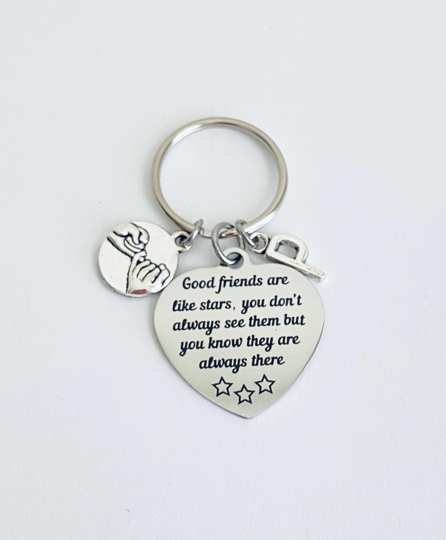 Personalized Best Friend Keychain • “Good Friends Are Like Stars” Key Chain with Initial