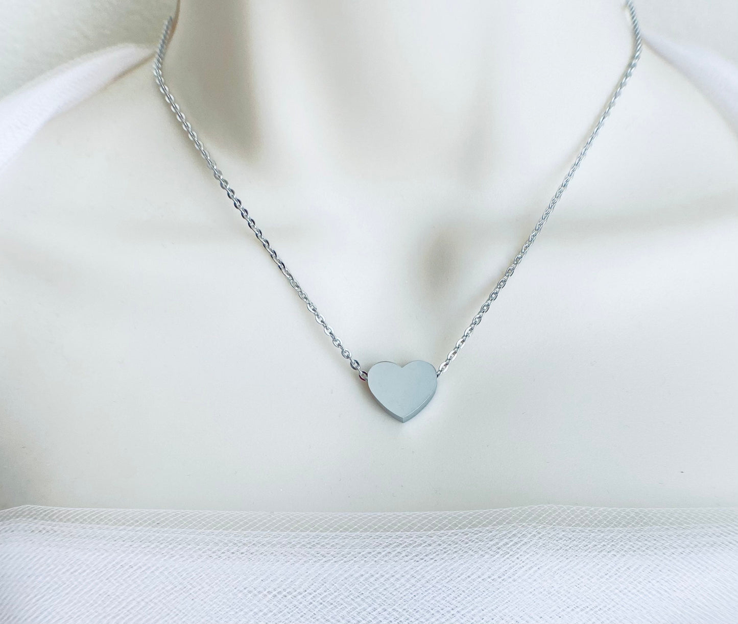 Personalized Floating Heart Necklace • Stainless Steel Heart Pendant Necklace