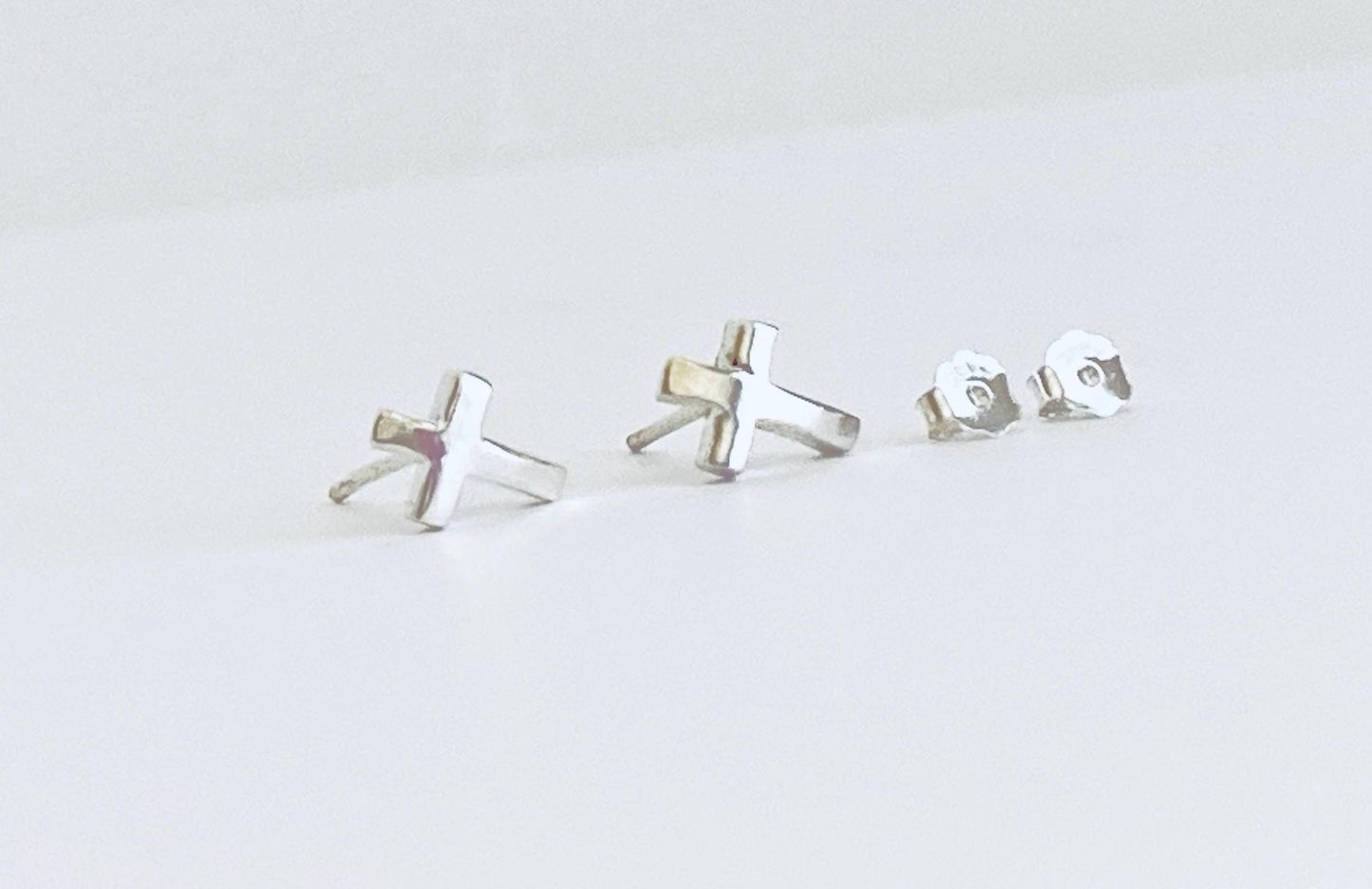 Sterling Silver Cross Stud Earrings • Classic Faith Cross Earrings
