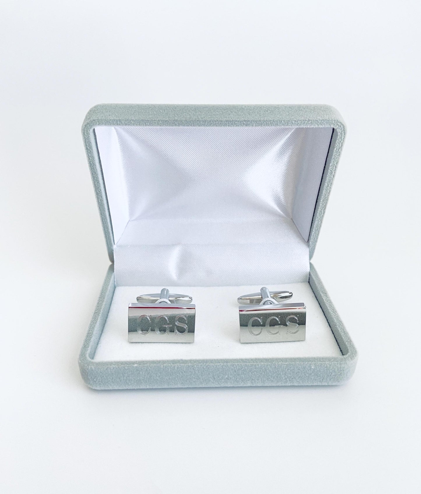 Personalized Shiny Rectangle Cufflinks • Custom Engraved Polished Cufflinks for Groom, Groomsmen & Men’s Wedding Gift