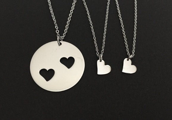 Stainless Steel Mother & 2 Daughters Necklace Set – Matching Family Necklace Set