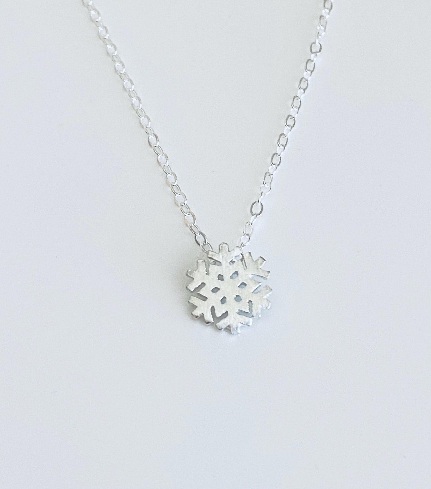 Sterling Silver Snowflake Pendant Necklace • 925 Silver Winter Holiday Necklace