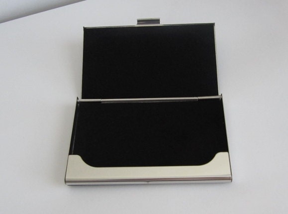 Personalized Black Faux Leather Business Card Holder • Custom Engraved Leatherette Card Case for Men & Women