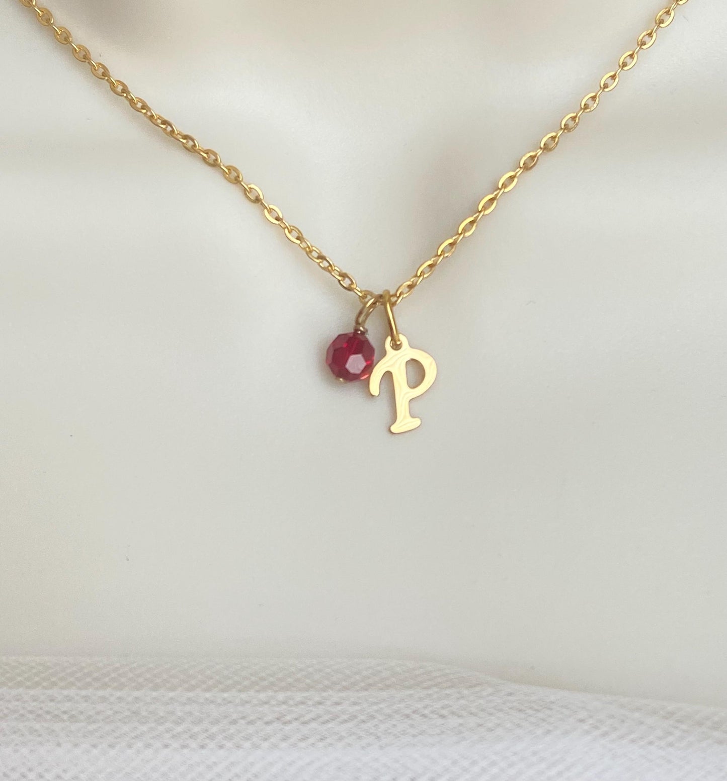 Personalized Birthstone & Initial Necklace • Stainless Steel or Gold Custom Initial Jewelry