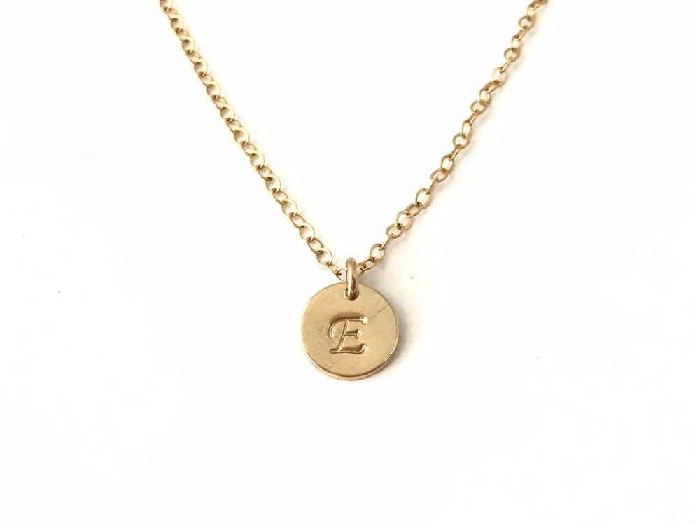 Dainty Initial Disc Necklace • Personalized Jewelry Gift for Her. Birthday. Mother’s Day Gift.