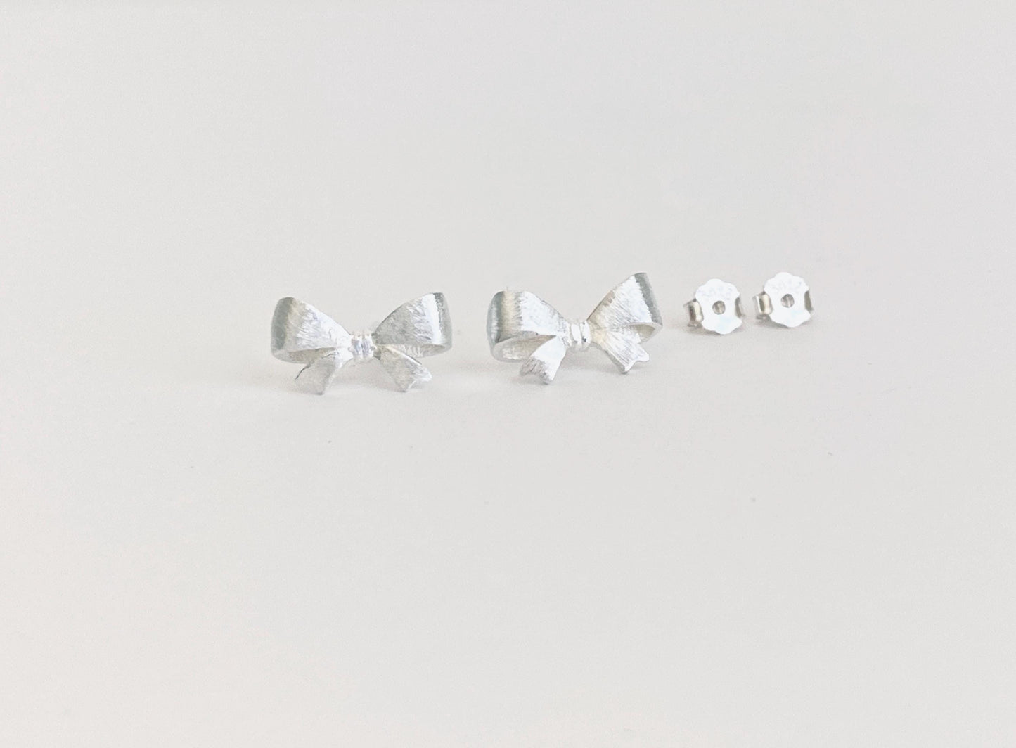 Small Sterling Silver Bow Stud Earrings • Tiny Bow Knot Stud Earrings