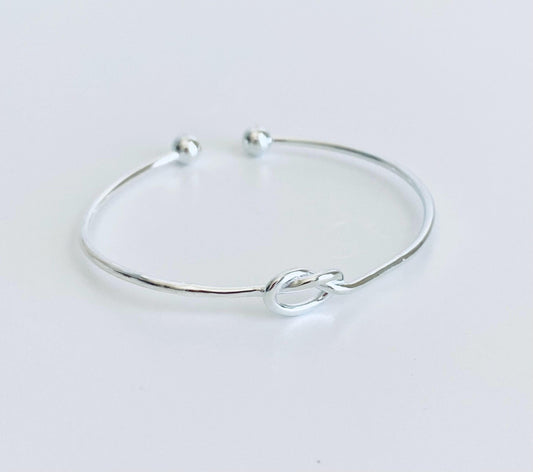 Sterling Silver Knot Bangle Bracelet • Minimalist Love Knot Bracelet