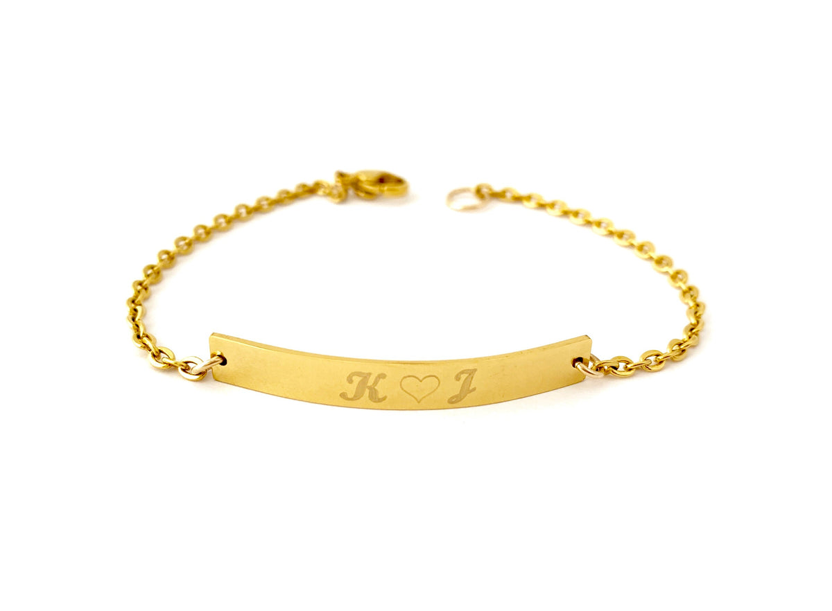 Personalized Long Bar Bracelet • Stainless Steel, Gold & Rose Gold