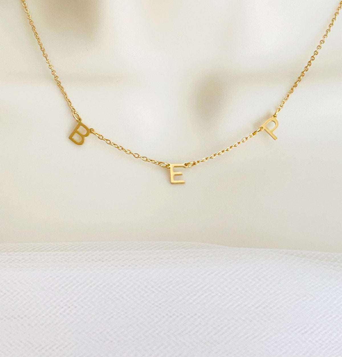 Personalized Mini Initial Necklace • Stainless Steel & Gold over Stainless Steel