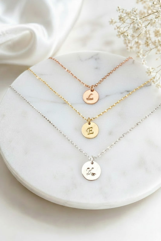 Personalized Initial Necklace • Sterling Silver, Gold Filled & Rose Gold