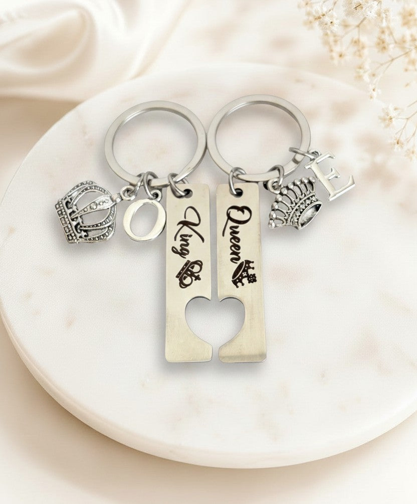 Personalized King & Queen Keychain Set