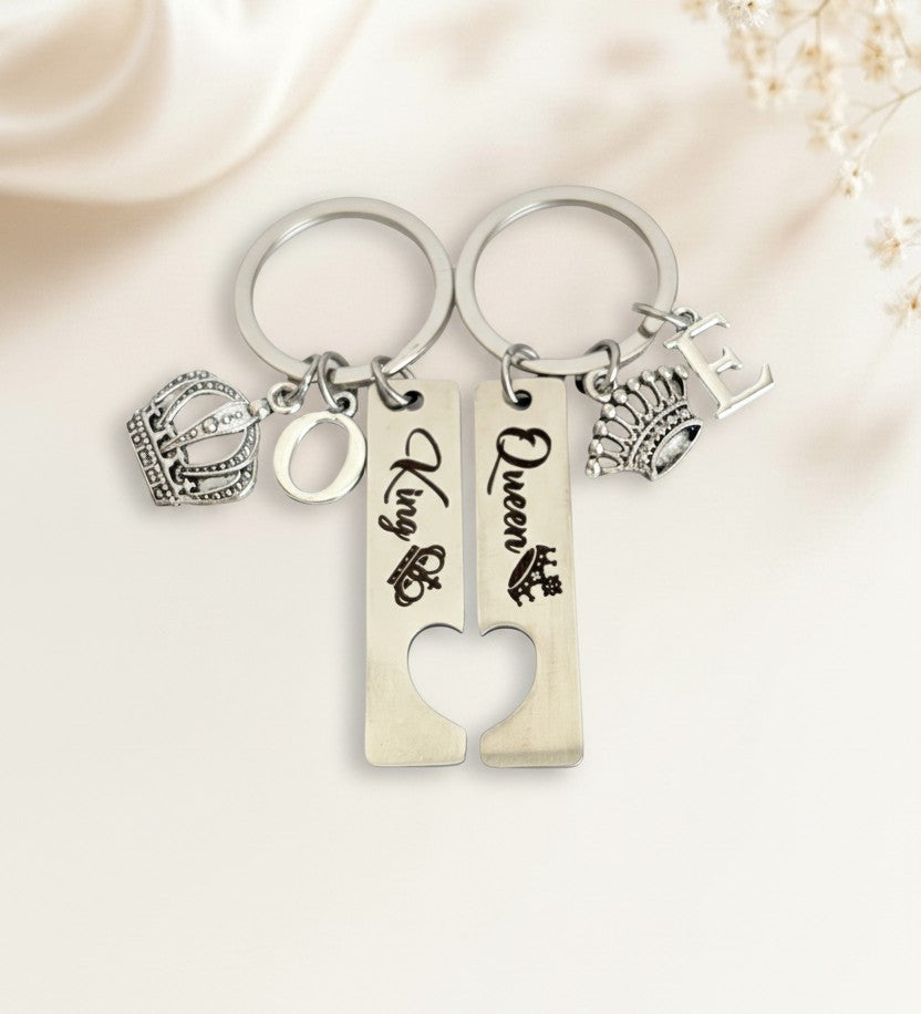 Personalized King & Queen Keychain Set