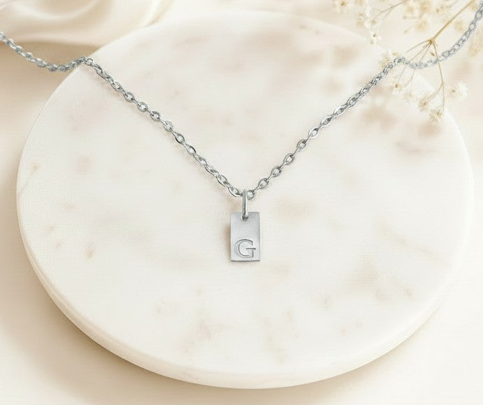 Personalized Mini Initial Necklace • Stainless Steel & Gold over Stainless Steel