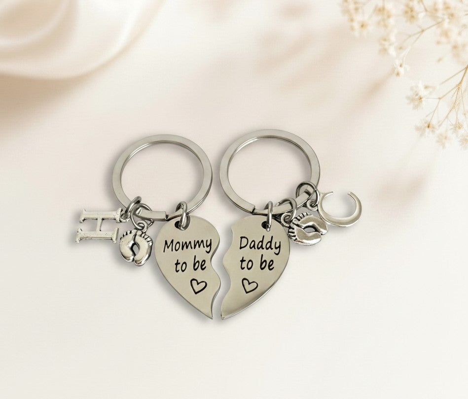 Personalized Parents-To-Be Keychain Set