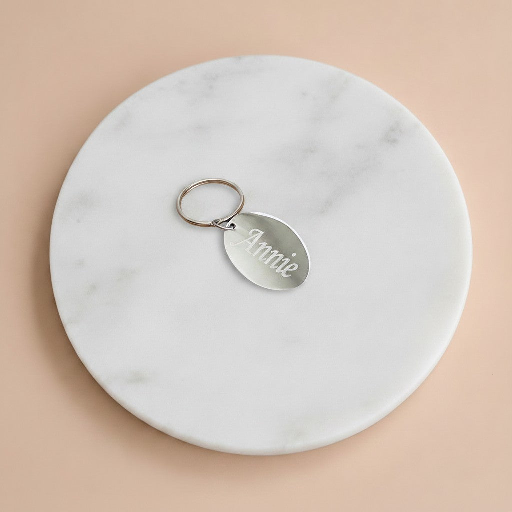 Personalized Stainless Steel Oval Keychain