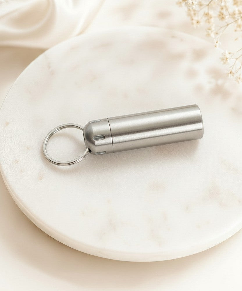 Personalized Stainless Steel Large Pill Holder Keychain