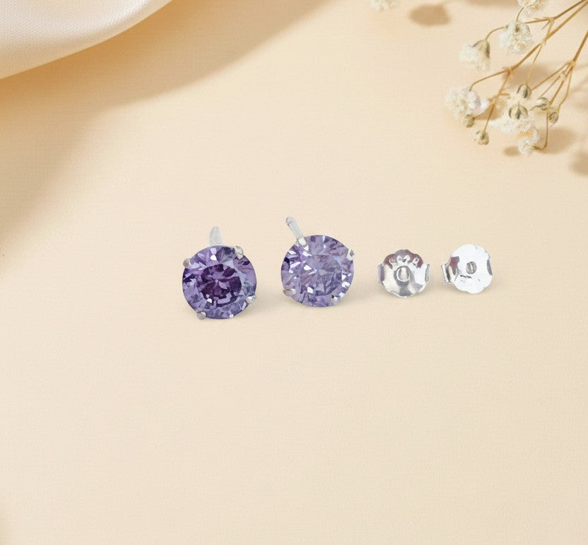 Sterling Silver Crystal Stud Earrings