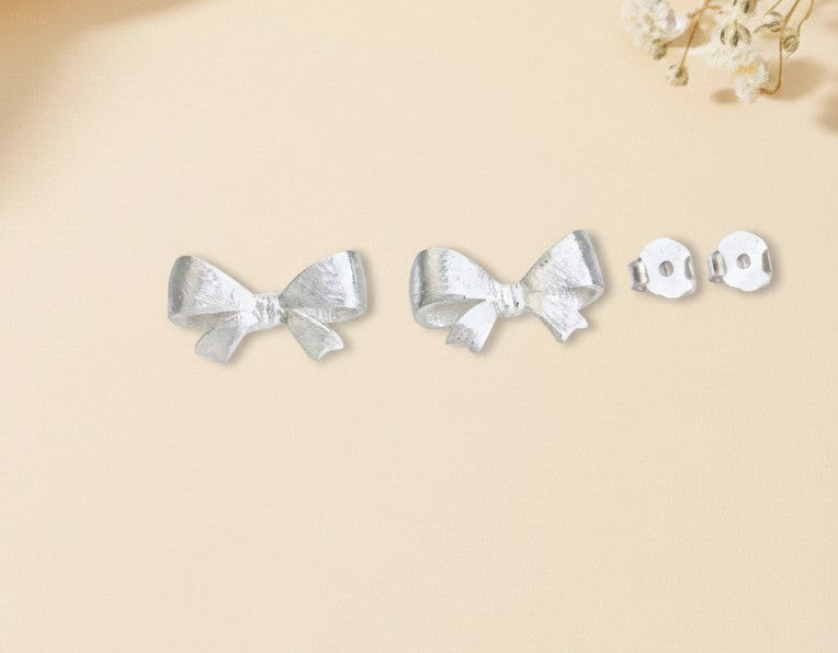 Sterling Silver Bow Stud Earrings