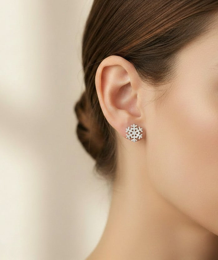 Sterling Silver Snowflake Stud Earrings