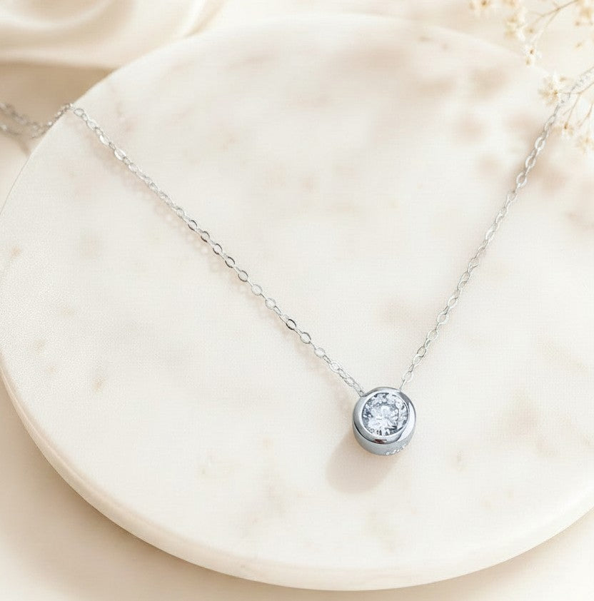 Sterling Silver Solitaire Pendant Necklace