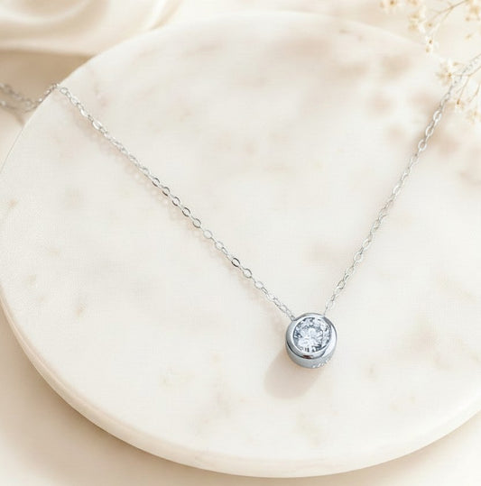 Sterling Silver Solitaire Pendant Necklace