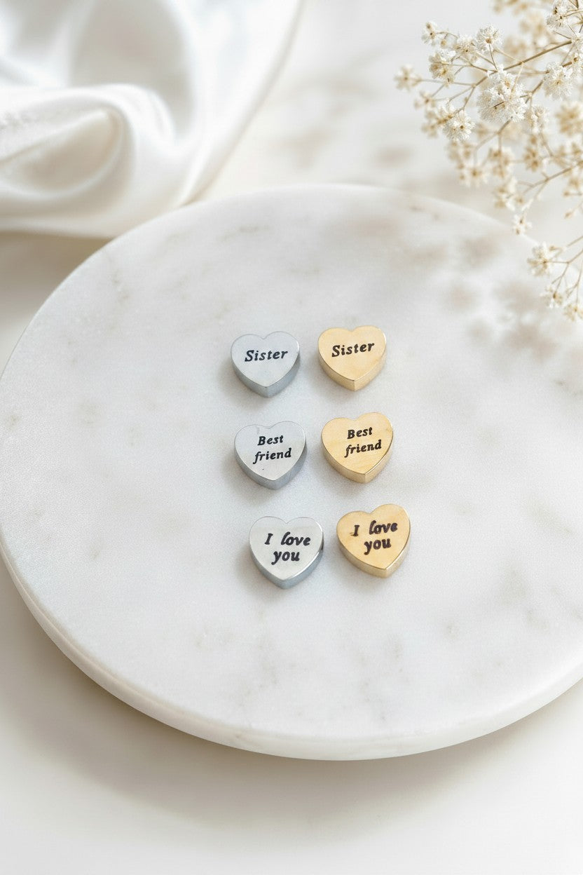 Personalized Small Heart Necklace • Stainless Steel & Gold over Stainless Steel