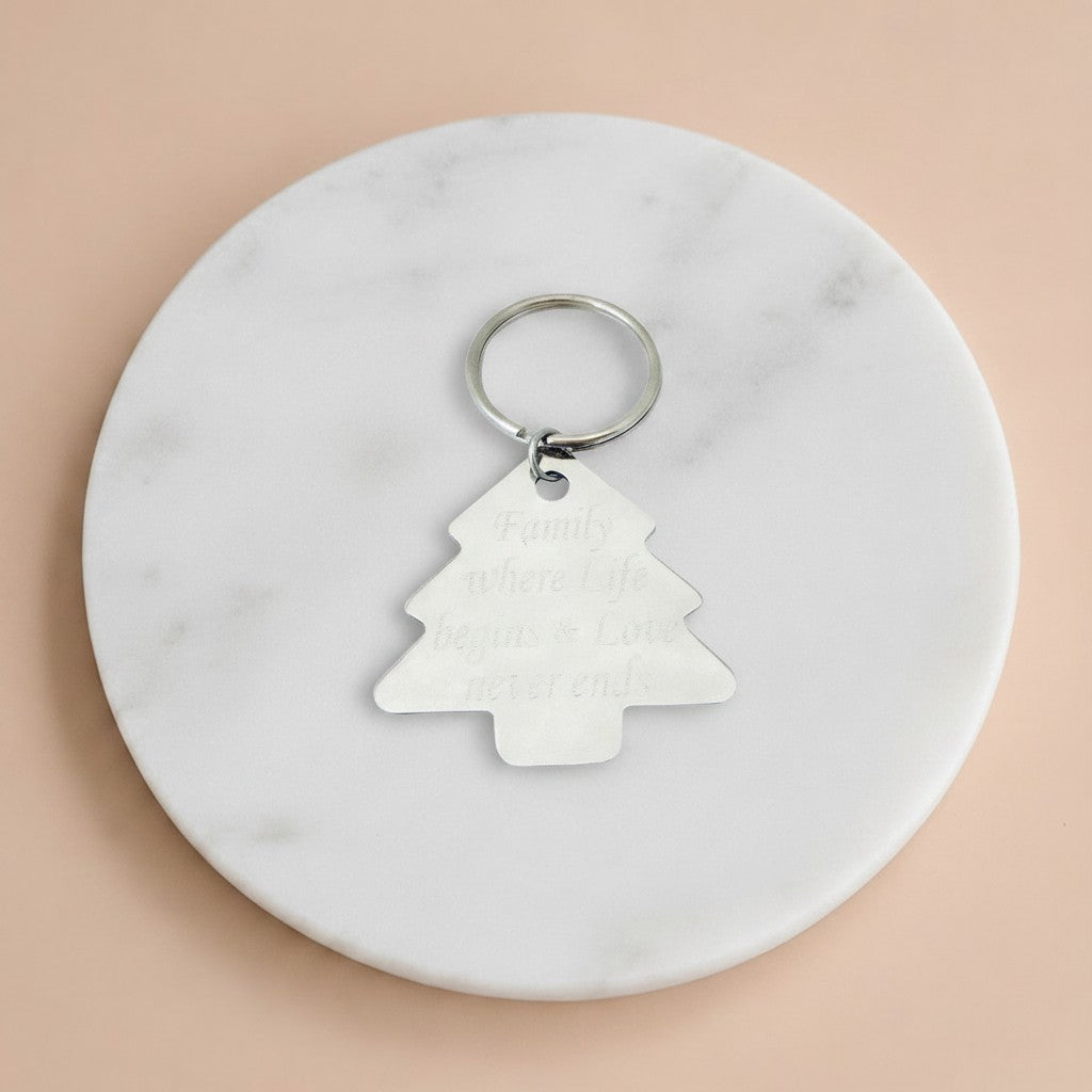 Personalized Stainless Steel Tree Keychain