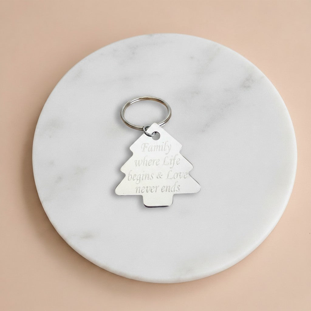 Personalized Stainless Steel Tree Keychain