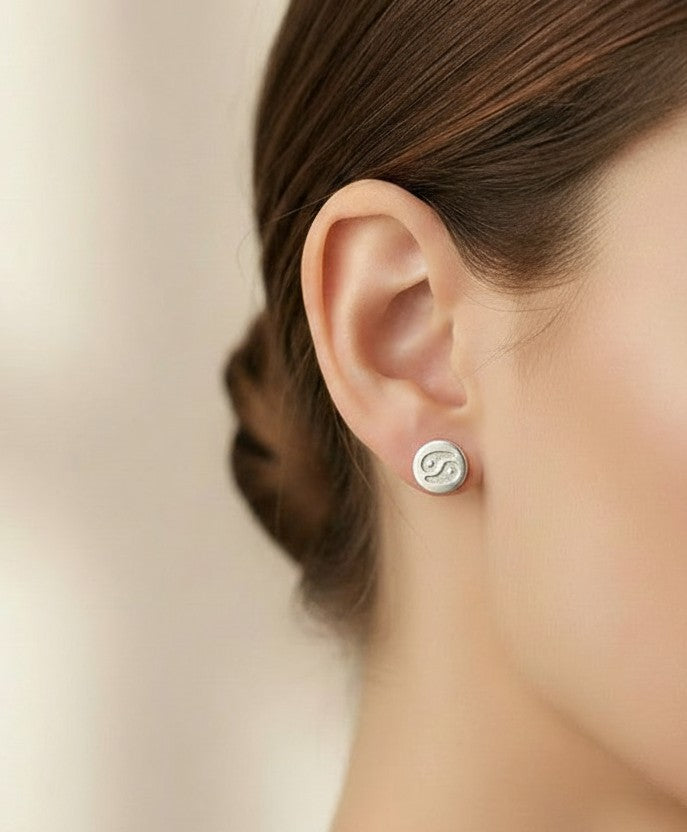 Sterling Silver Horoscope Sign Stud Earrings • Zodiac Studs
